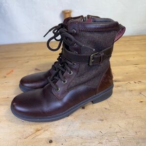 UGG KESEY Leather WATERPROOF SNOW WINTER Buckled Boot BROWN Womens size 6.5